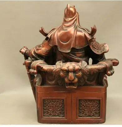 18 &quotКитайская чистая красная бронза воин Гуандун гуаньюн Бог Дракон голова