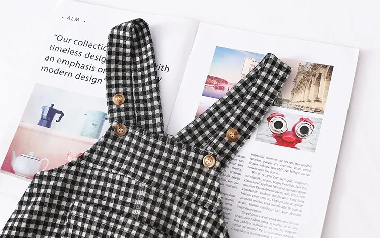 

75-95cm new 2019 spring boys fashion cotton plaid overall 1pc kids pant 1pc baby girl romper baby boy overall children pant
