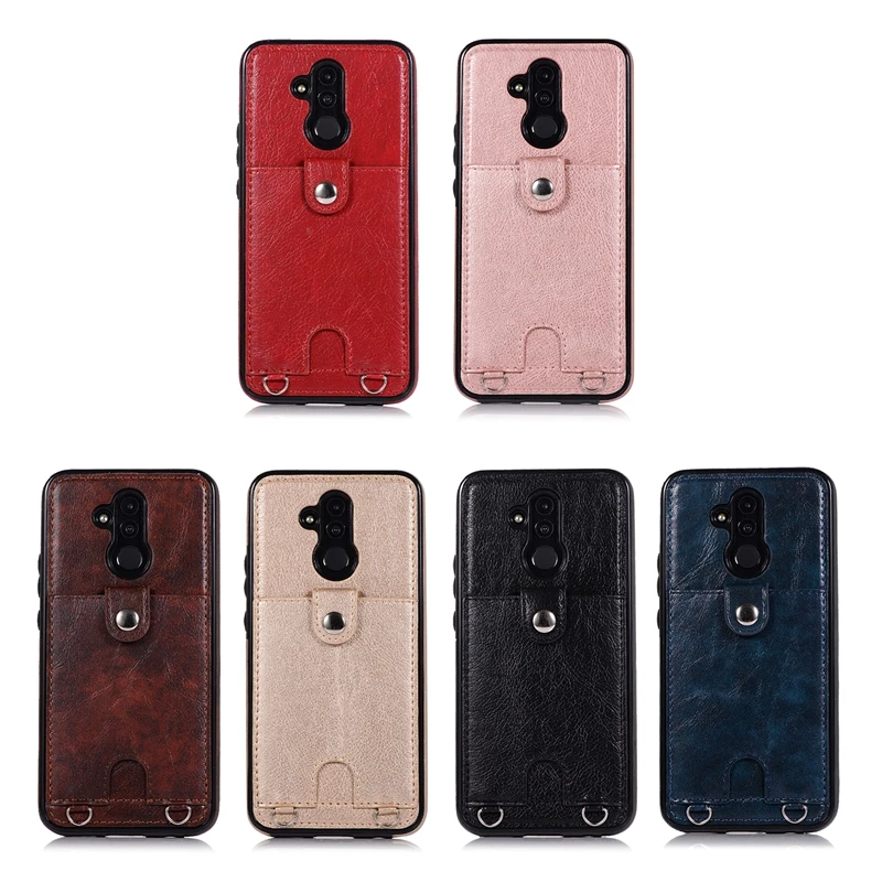 Простой Кожаный чехол-кошелек с ремешком для huawei mate 20 Pro Lite 20, задняя крышка, многофункциональная сумка на цепочке P30 PRO