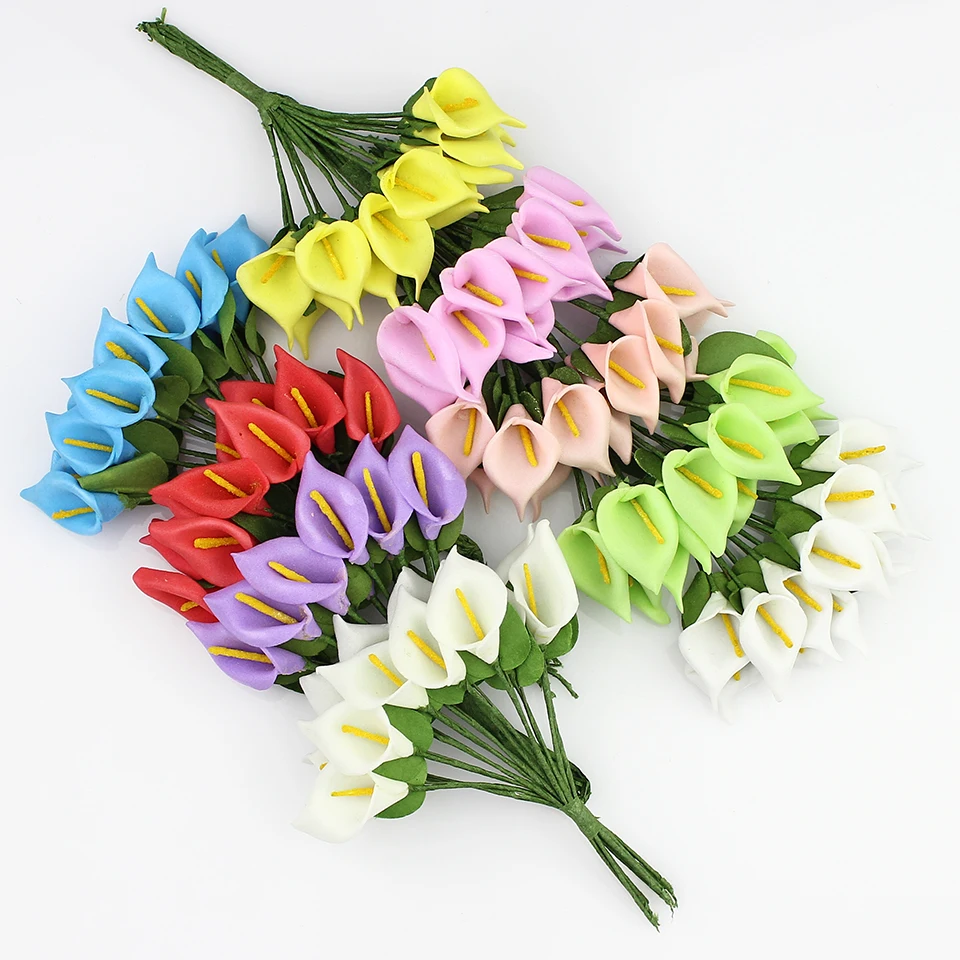 

2.5cm Mini Foam Calla lily Artificial Flowers Bouquet for Wedding Decoration Wreaths Scrapbooking Fake Flower (144pcs/lot)