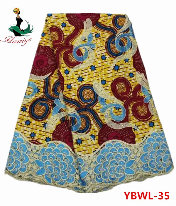 lastest hollandais wax mix lace fabric african dutch ankara with polyester for party YBWL-35 | Дом и сад