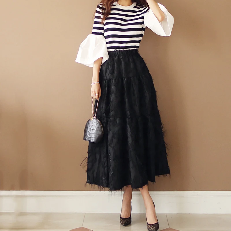 Женский комплект из двух предметов высокого качества футболка в полоску с