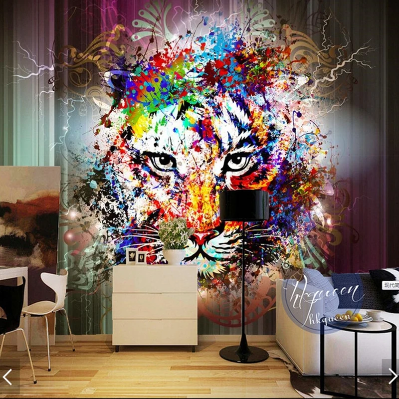 Пользовательские детские обои художественный тигр Мультяшные фрески для