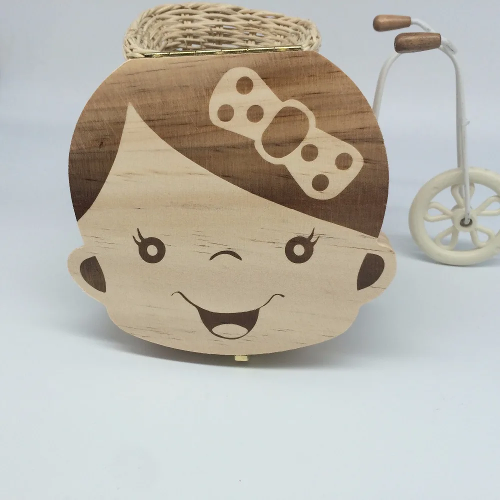 Зуб Коробка органайзер для ребенка сохранить молочные зубы деревянный ящик