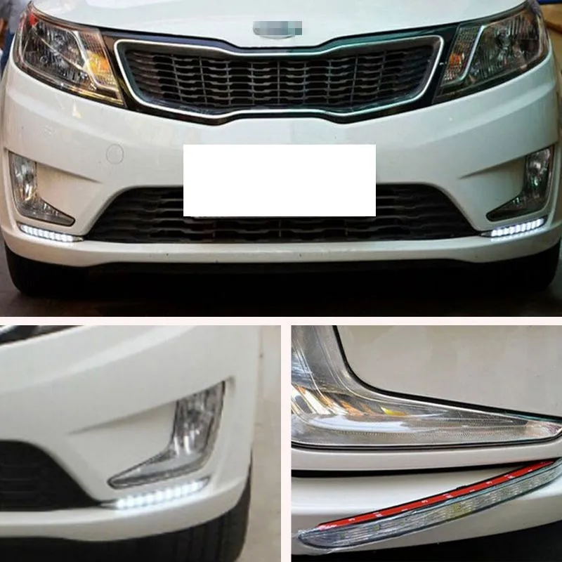 2x высокий яркий дневной ходовой светильник DRL противотуманная фара для KIA K2 с янтарным сигналом поворота светильник затемненный светильник