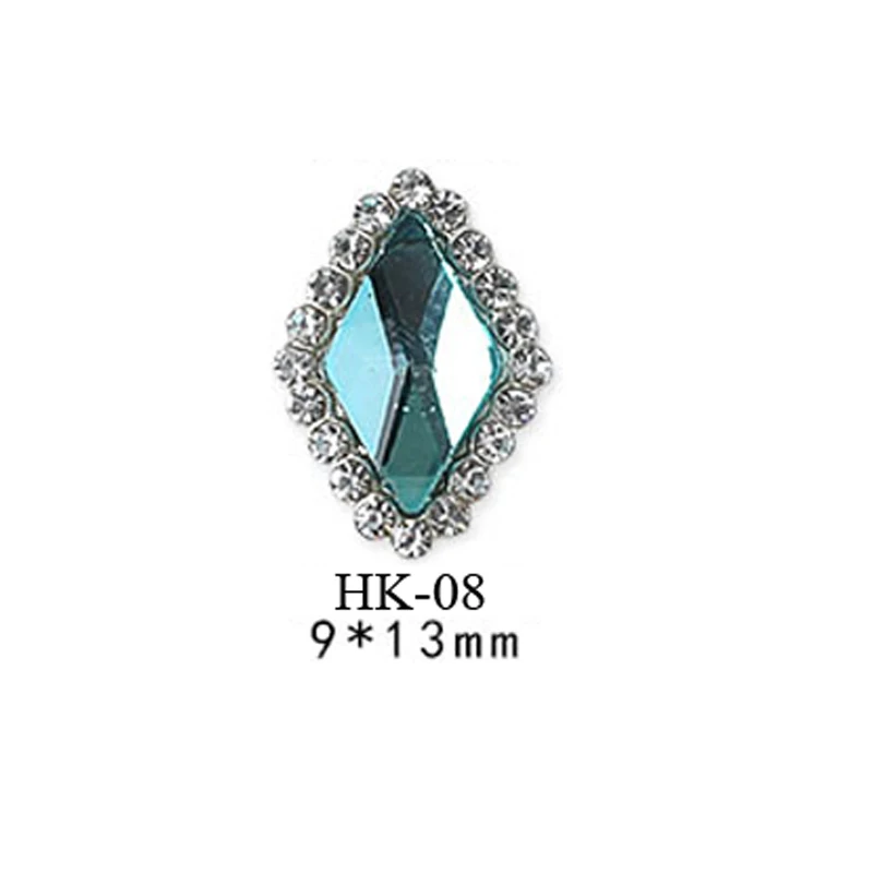 HK-08 20 шт Очаровательная Серебряная основа сплава 3D дизайн ногтей горный хрусталь декор с плоской задней блестящей кристаллами ювелирные алмазы Дизайн Аксессуары для маникюра - Цвет: HK-08