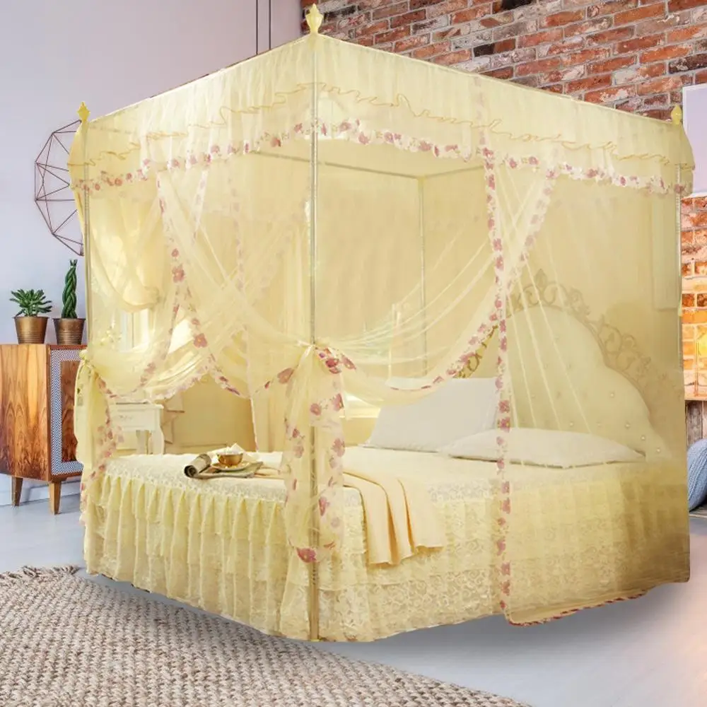 Beige (No Bracket) Роскошная принцесса, 3 боковых отверстия, занавеска, навес, сетка от комаров, постельные принадлежности, без кронштейна, товары для дома - Цвет: Beige (No Bracket)