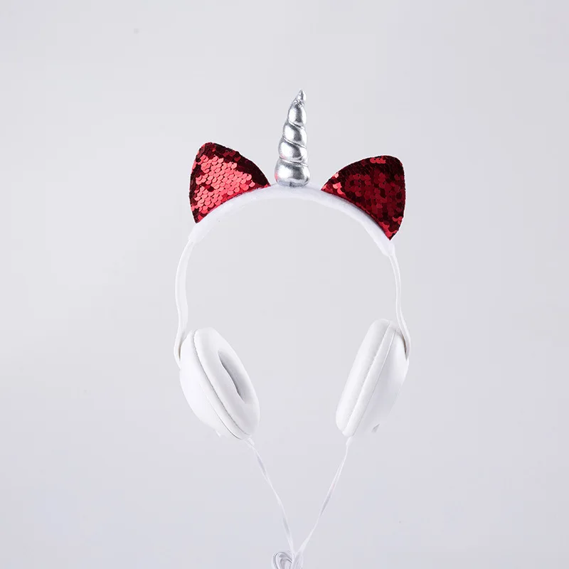 E6193-5-Red JINSERTA Unicorns наушники милые кошачьи наушники для мобильного телефона MP3 pc tablet 3,5 мм Проводная гарнитура для детей и взрослых подарок - Цвет: E6193-5-Red