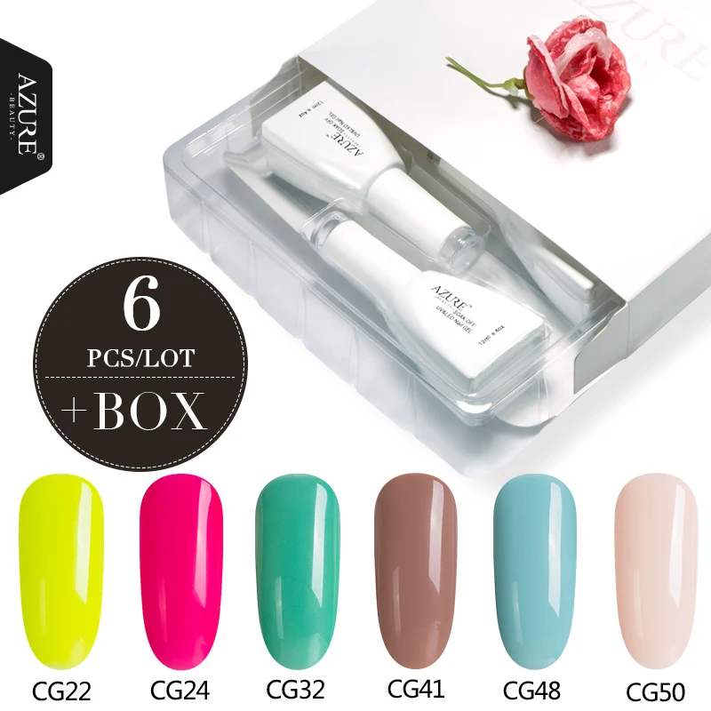 Azure beauty 12 мл Гель-лак для ногтей набор 6 шт./лот долговечный гель Свежий Цвет с