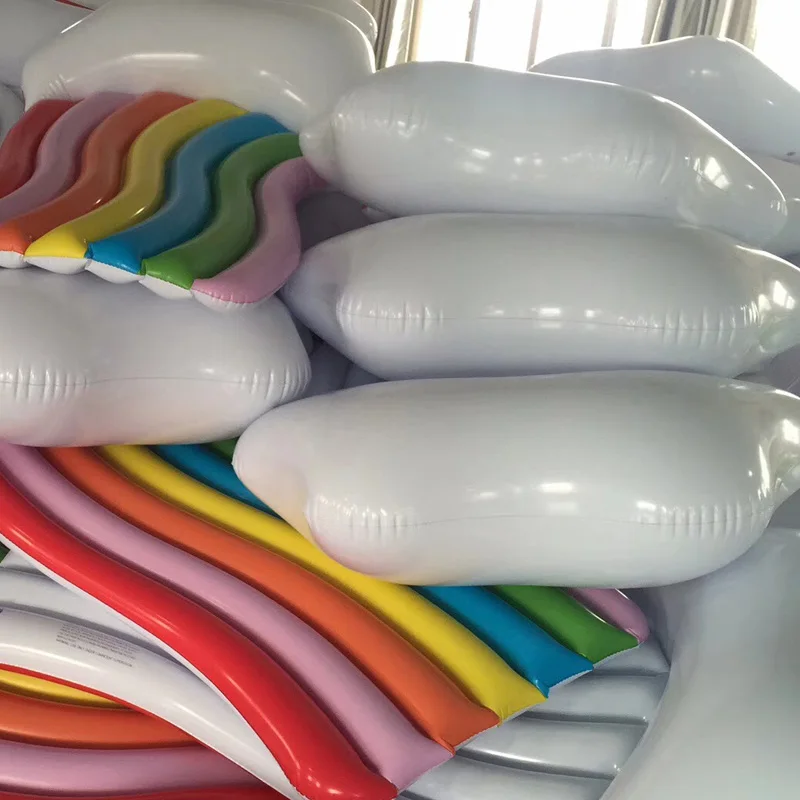 180cm Inflatable Rainbow Cloud Float Summer Swimming Ring For Adult Kids Water Party Toys Rainbow Floating Row