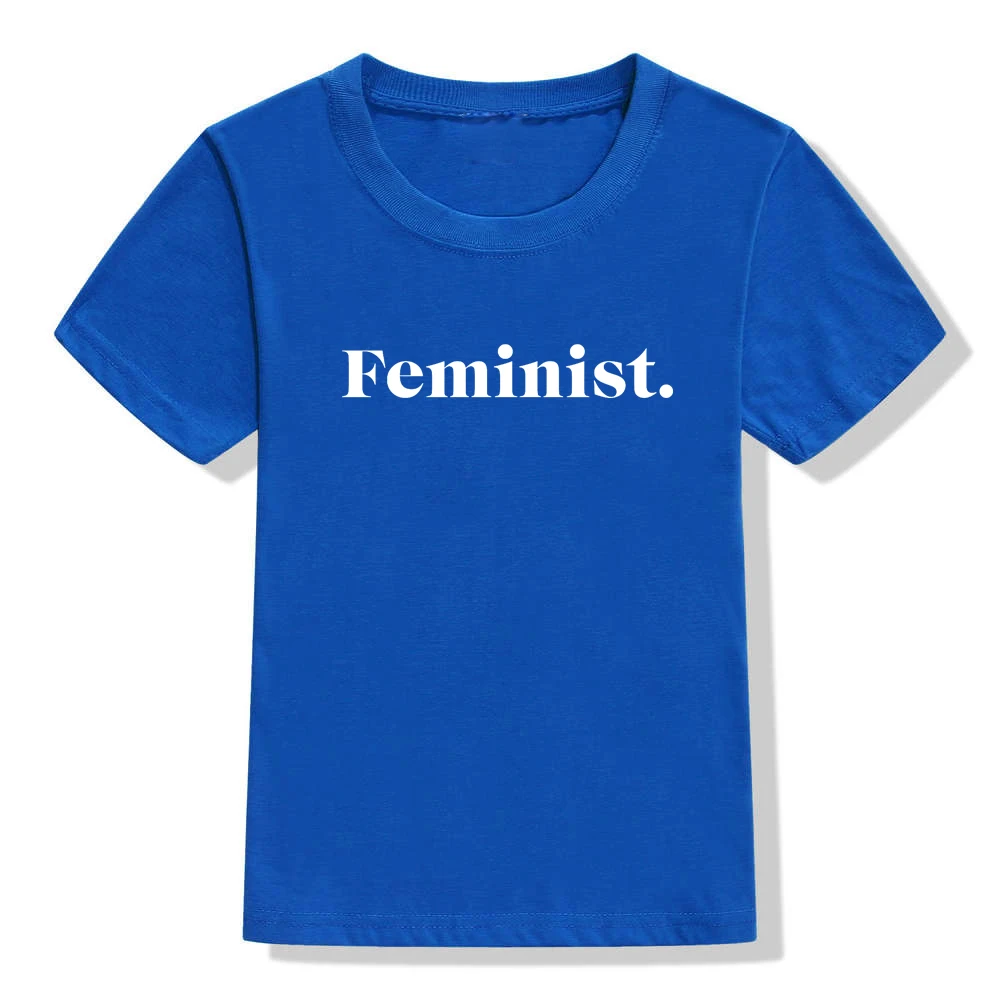 Детская футболка с надписью «FEMINIST»; рубашка для мальчиков и девочек; повседневная детская одежда для малышей; Забавные футболки; модная футболка