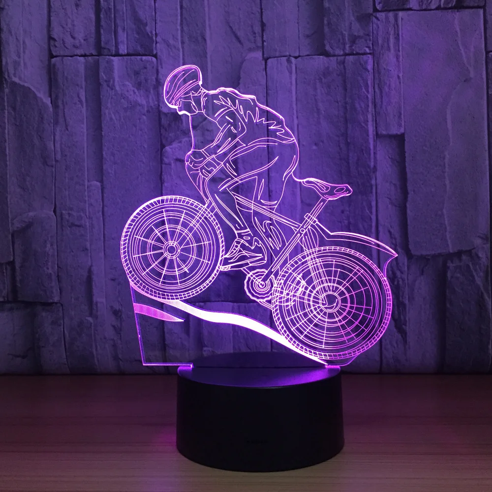 USB 3D светодиодный светильник для горного велосипеда Athlete Sport Lover ночные