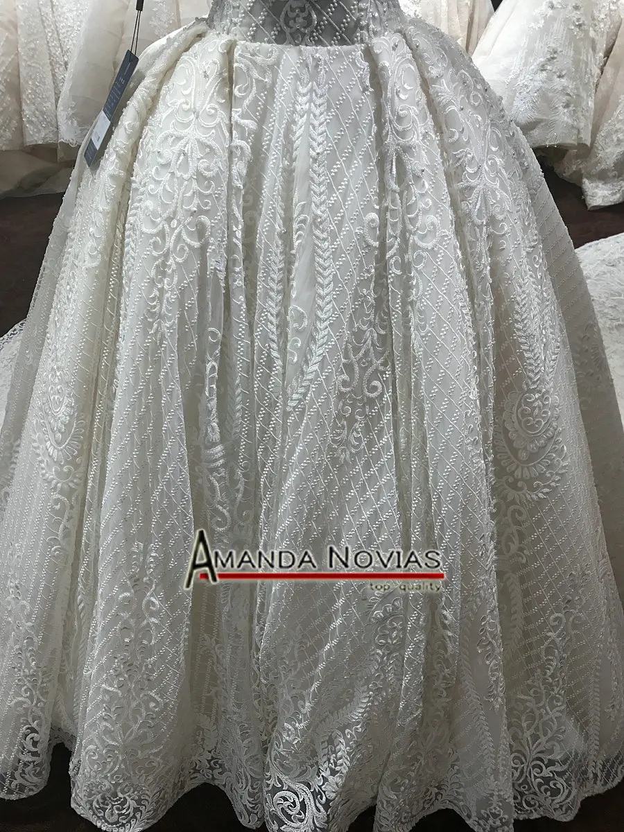 Новое поступление настоящая роскошь Аманда Novias длинный шлейф Милая бальное платье свадебное vestido de noiva