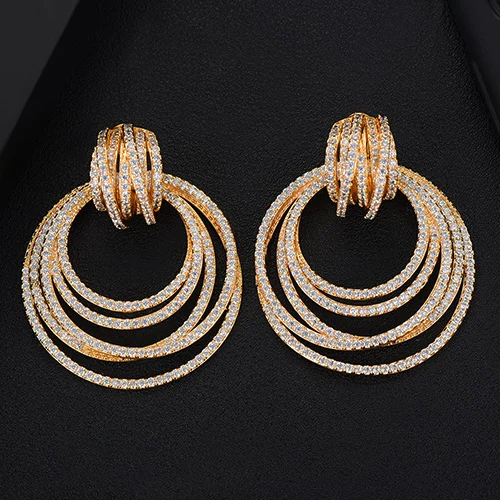 Gold Siscathy новые модные женские сережки модные ювелирные изделия AAA кубический цирконий Висячие серьги для женщин Свадебные вечерние аксессуары - Окраска металла: Gold