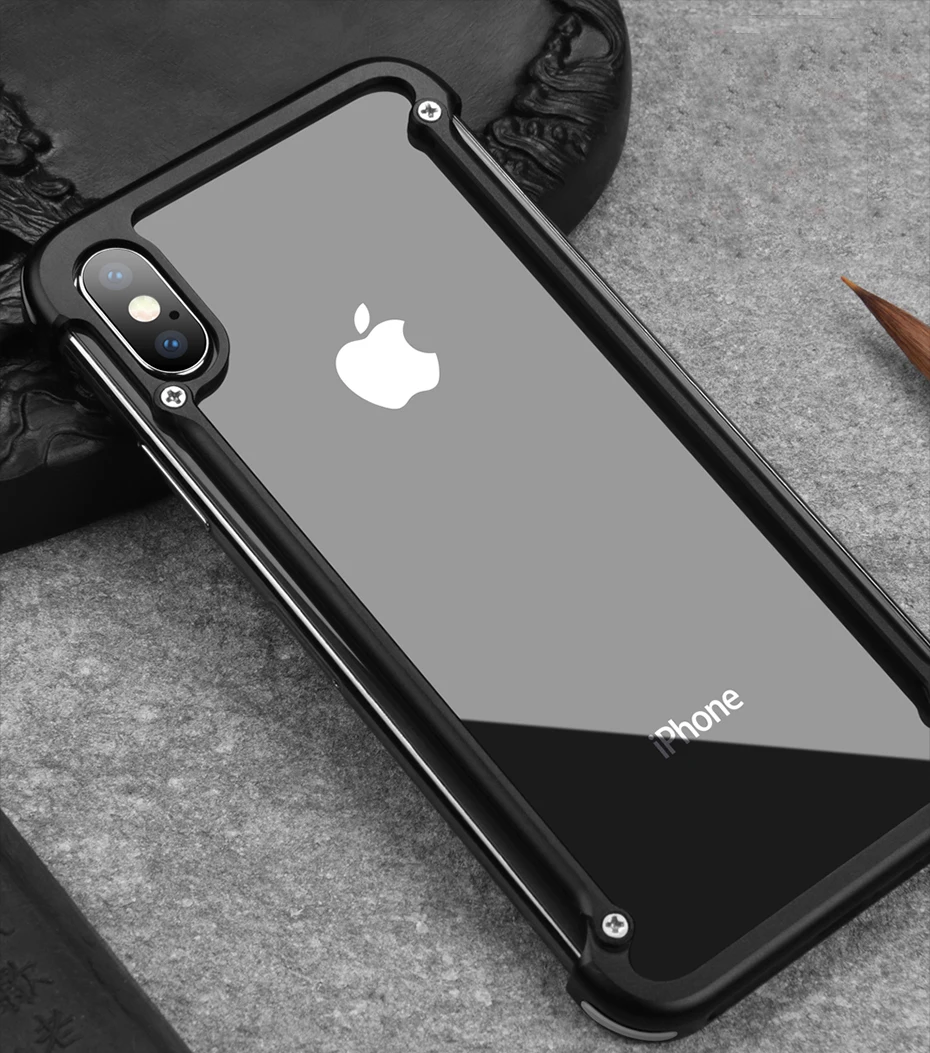 Oatsbasf водителя металлический корпус для IPhone X Дело личность водителя В виде ракушки для IPhone X металлический бампер чехол с подарком стекло Плёнки