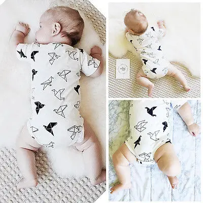Hot Newborn Baby Girls Boys Origamibirds Rompers 1PCS Jumpsuit Clothes Outfits | Мать и ребенок