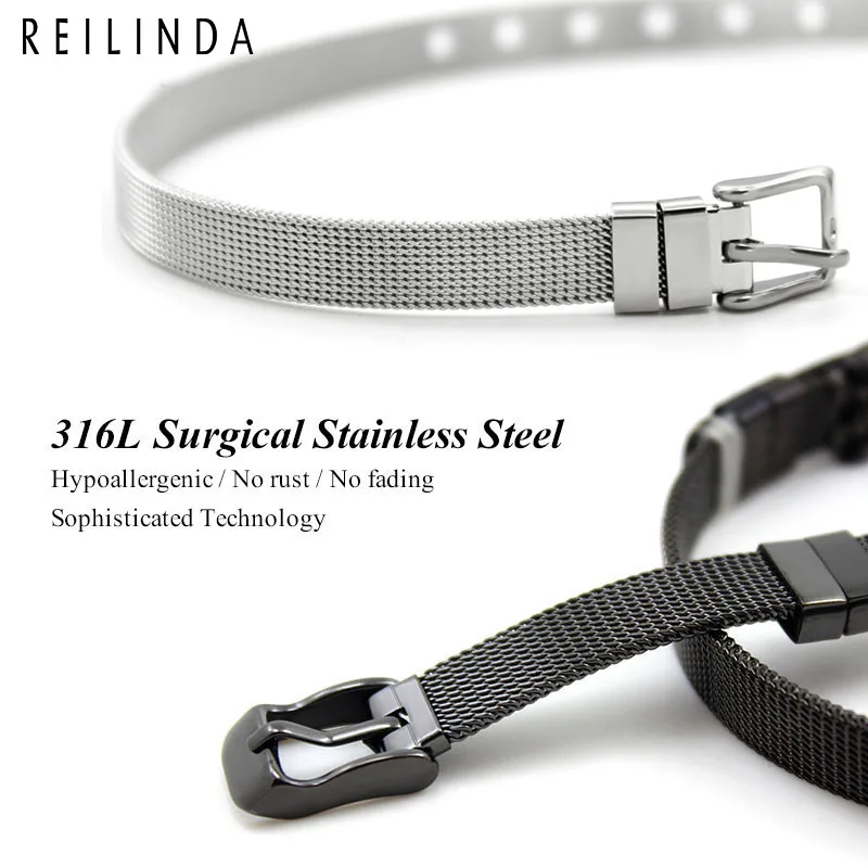 8mm/10mm/18mm Stainless Steel Mesh Wristband Bracelet DIY Slide Charms Bracelets For Women Men Gift