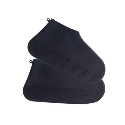 black Shoe Cover Outdoor Children Adult Non-slip Waterproof Silicone Shoe Covers Thick Wear-resistant Rain Boots Reusable Easy Clean - Цвет: black