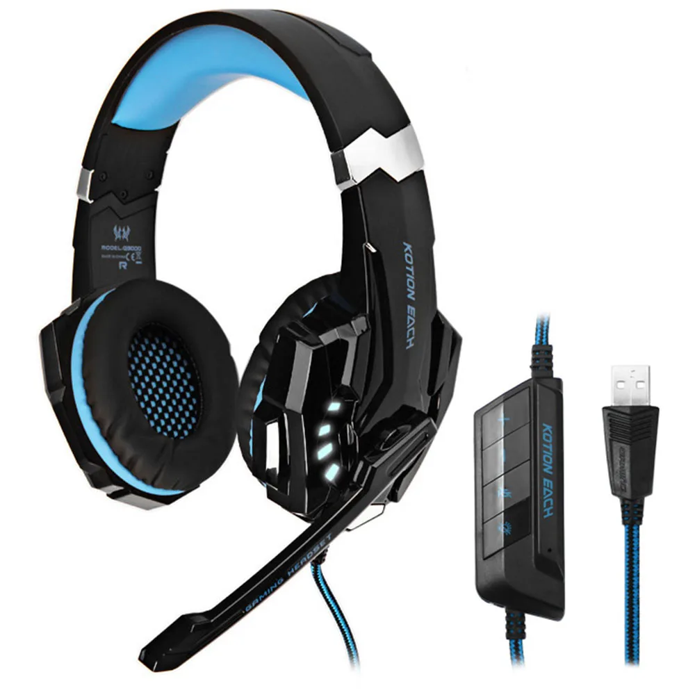 KOTION EACH G9000 Gaming Headphone 7.1 Surround USB Vibration Game Headset Headband with Mic LED Light for PC Gamer | Электроника