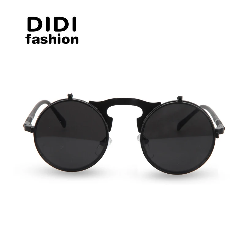 Мужские солнцезащитные очки DIDI SteamPunk готические с круглым зажимом и откидной