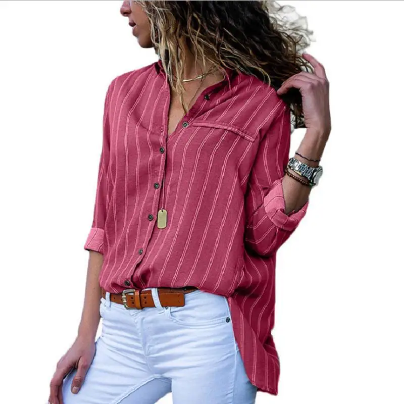 Королевский синий Женские рубашки, Полосатая туника, плюс размер, Blusas Chemisier Femme, женские блузки, цветочный принт, длинный рукав, отложной воротник, блузка - Цвет: Королевский синий