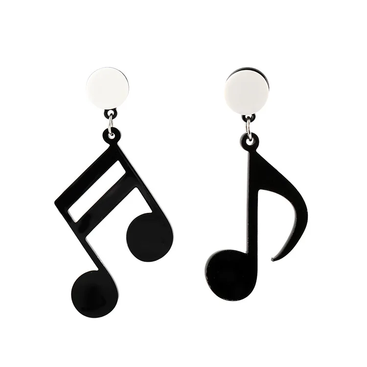 Personality Fashion Big Acrylic Earrings Punk Style Asymmetry Drop Music Note Earring Musical Jewelry for Women Gift | Украшения и