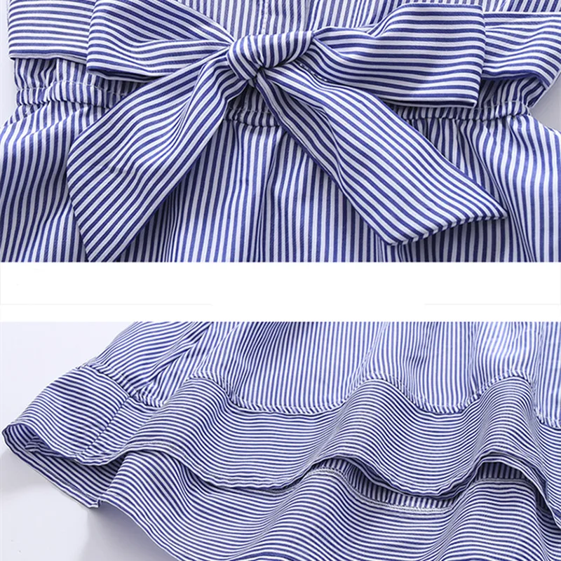 

2020 New Summer Sleeveless Girl Cotton Casual Cookies Dress Korean Style Striped Princess Dresses for Kids Children Clothing