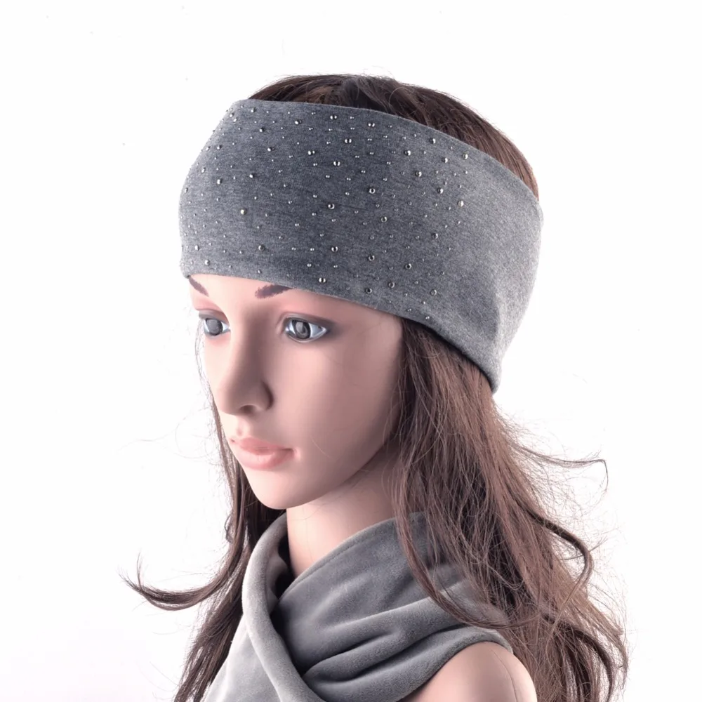 Fashion Rhinestone Turban Headbands For Women Outdoor Casual Hair Accessories Gym Sport Band Female Solid Color Headwear |