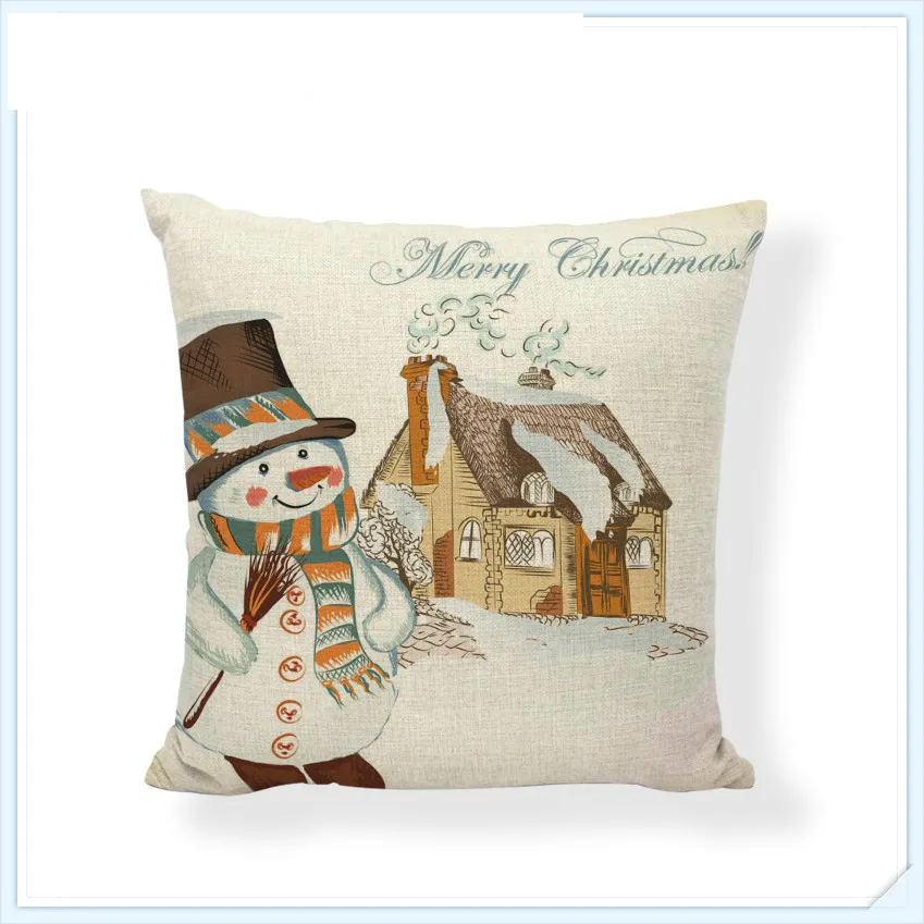 Warm Christmas Pattern Cushion Cover Lovely Elk Snowman Bunny Personality Letters Hat Colorful Style Home Decoration | Дом и сад