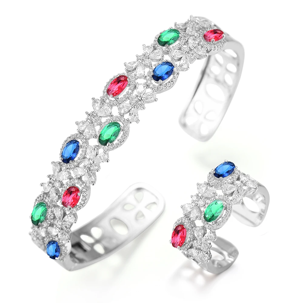 missvikki 2019 New Luxury Gorgeous Shiny Romantic Open Bangles Ring Jewelry Set for Women Bridal Wedding Engagement | Украшения и