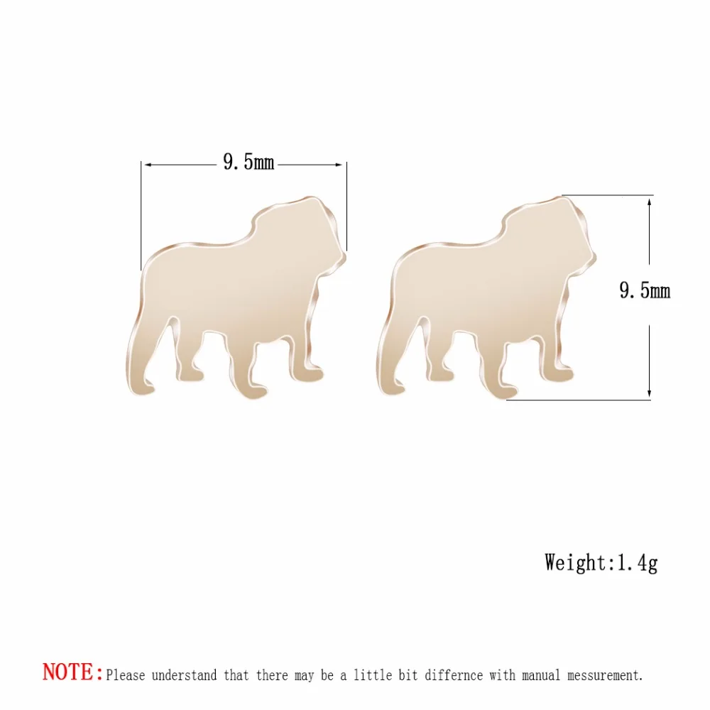 Kinitial 10 пар животных бульдог шпильки серьги крошечные милые полировки Собака