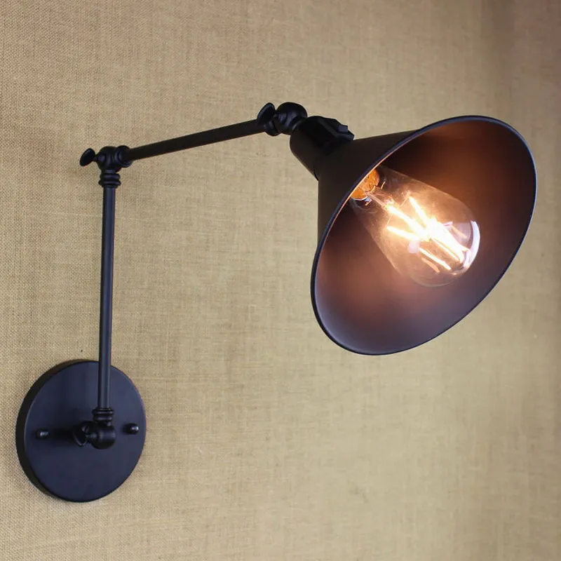 Винтажный черный настенный светильник в стиле ретро с промышленным