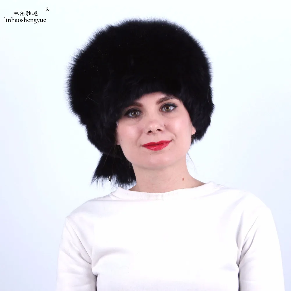 Linhaoshengyue  Fashion Women Fox Fur Cap  Fashionable Fur Hats