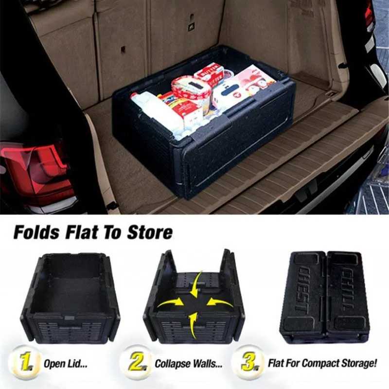 New 60 Cans Chill Chest Cooler Collapsible Portable Outdoor Thermos Wine Whisky Ice Bucket Insulated Waterproof Cool Storage Box