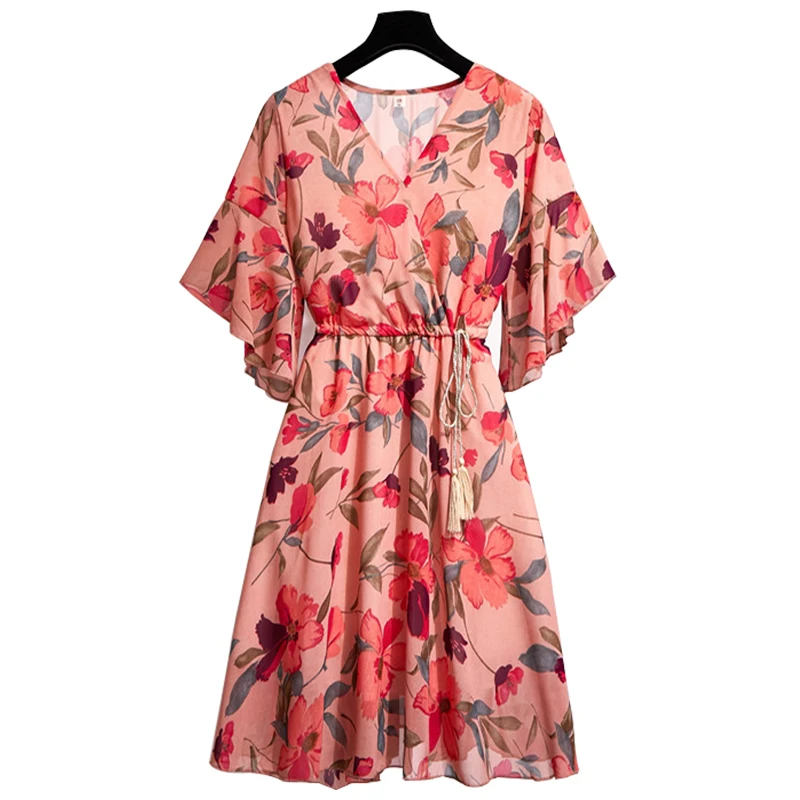 Женское Повседневное платье Trytree летнее с цветочным принтом v образным вырезом