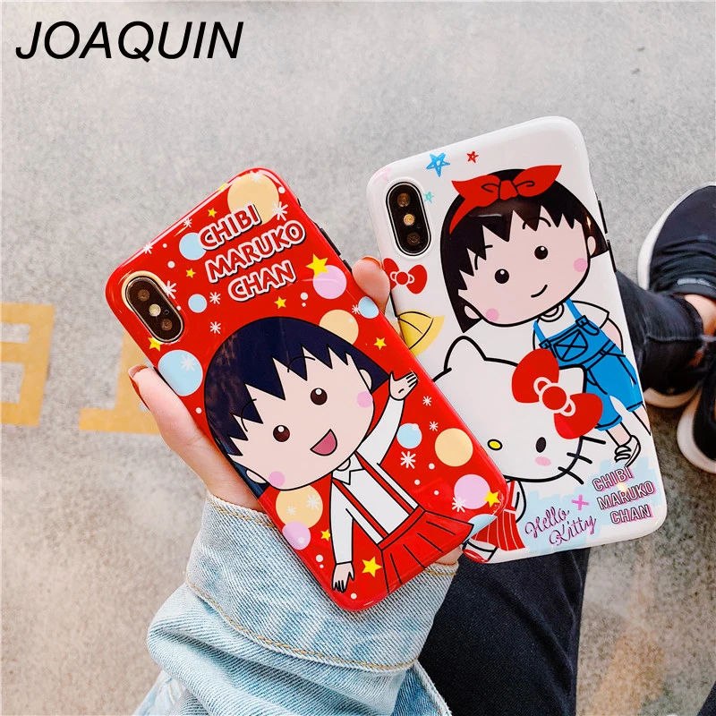 Cartoon Fundas Coque Case For iphone 6 6s 7 8Plus X XR XS MAX Soft Sakura Momoko Chibi Maruko Cover Flexible IMD Phone |