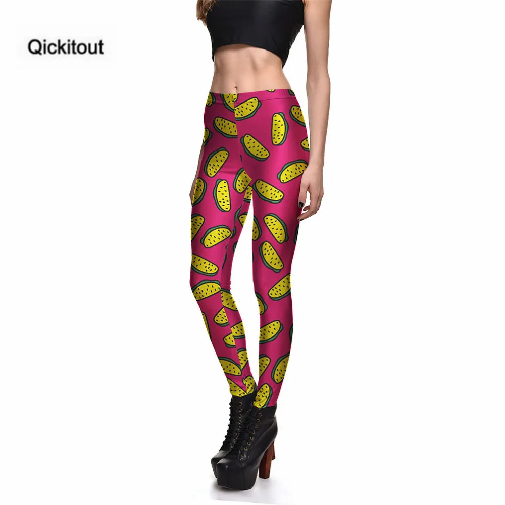 Qickitout Leggings Hot Product Womens Yellow Fruit Pink Digital Print Pants Trousers Merry Christmas Gifts Wholesales | Женская одежда