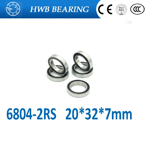 Бесплатная доставка 2 шт. шарикоподшипники с глубоким желобом 20x32x7 мм 6804-2RS 6804RS 6804
