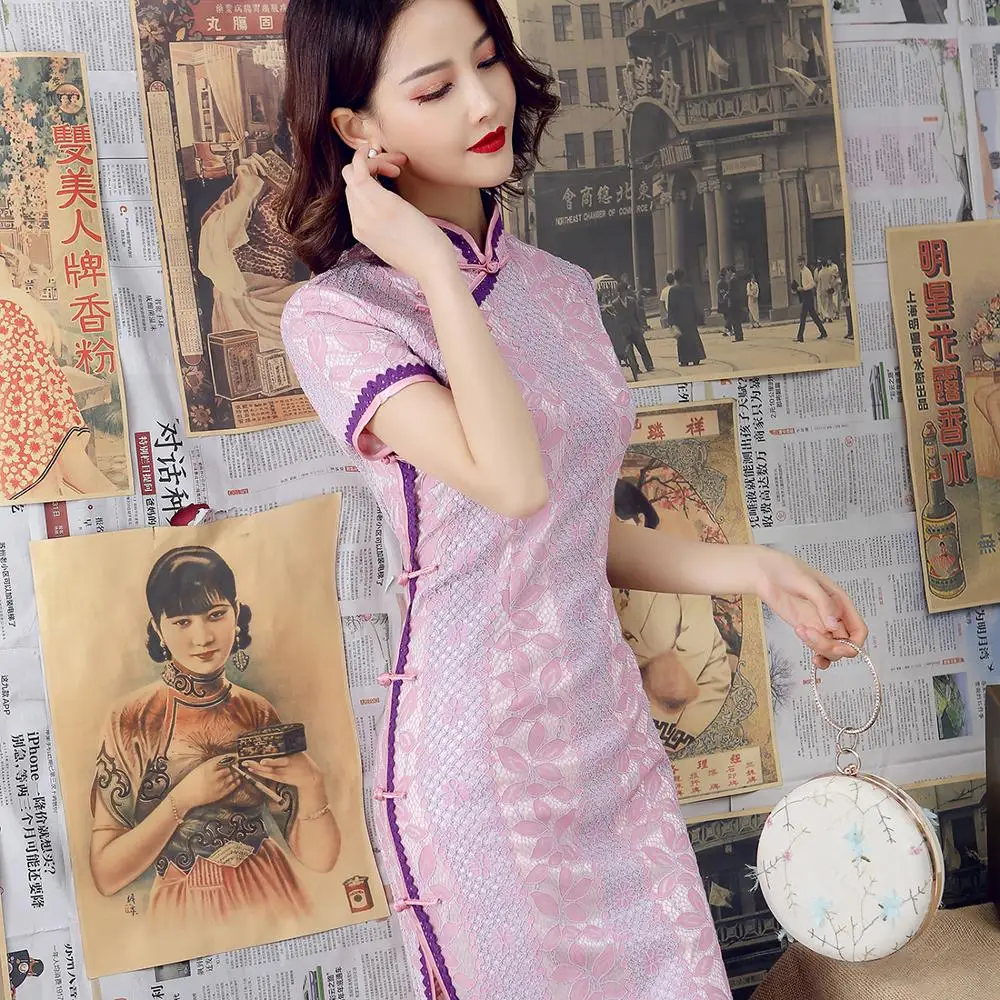 Летние новые элегантные женские платья Qipao в китайском стиле, Классические платья большого размера 3XL, женские платья для свадебной вечеринки, сексуальные мини Cheongsam S-96