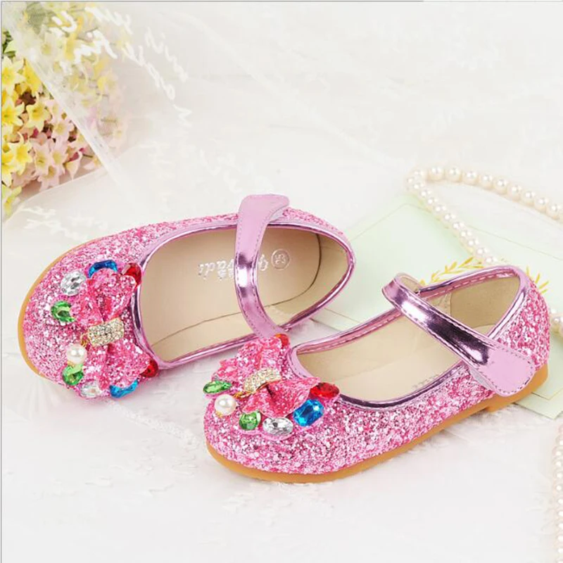 2019 spring and autumn single girl princess crystal flat sequins children new children's low to help shoes free shipping#1 |