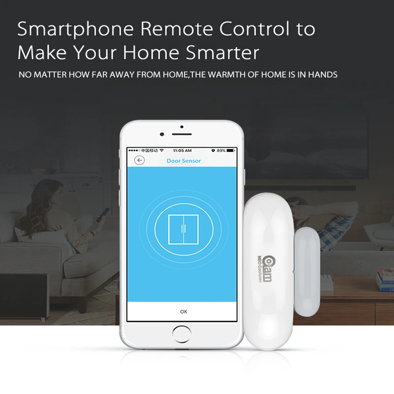 Датчик окон и дверей NEO COOLCAM Wi Fi сенсор для автоматизации умного дома с