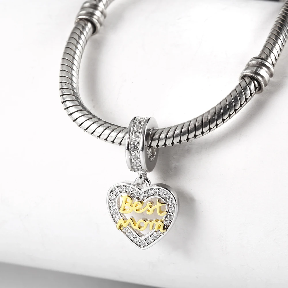 Подвеска в виде сердца с надписью Mom Fit Pandora Браслеты Подвески Серебро 925