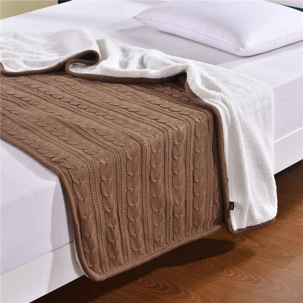 Качественное Флисовое одеяло для взрослых Брендовое утолщенное вязаное