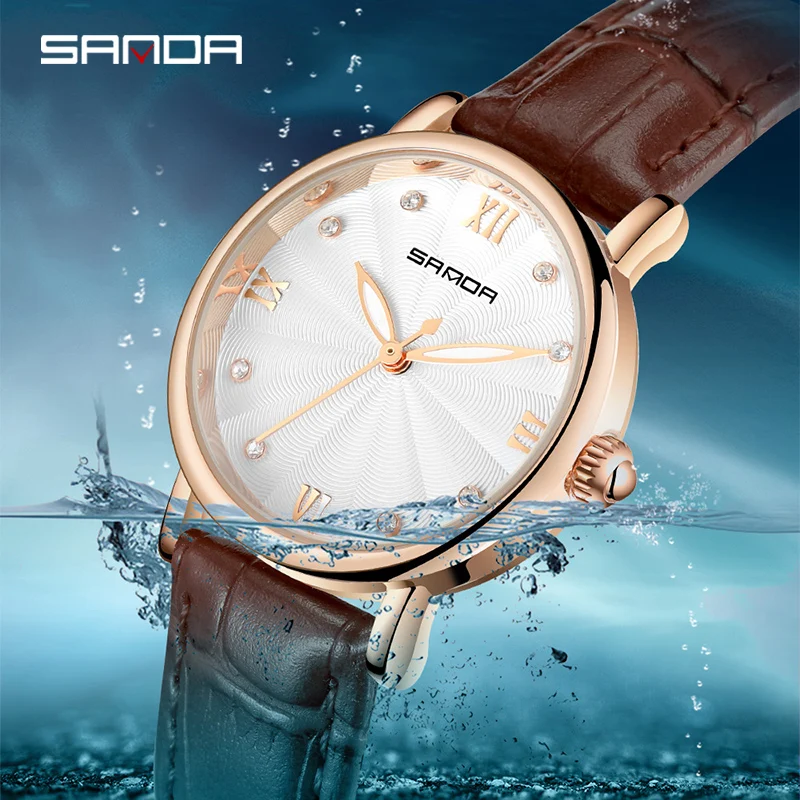 Relogio feminino SANDA женские часы модное платье кварцевые montre femme кожаный ремешок reloj