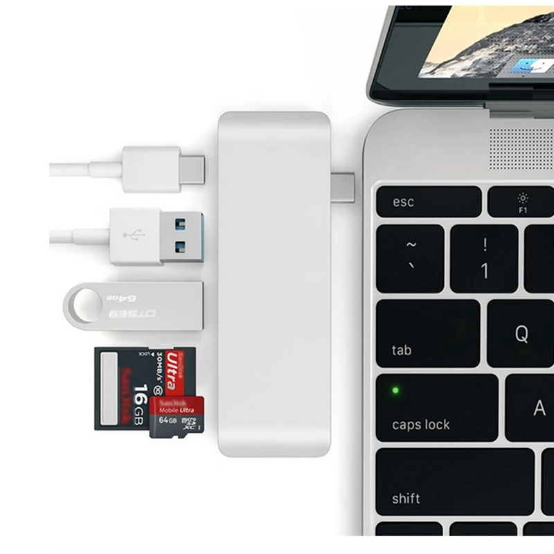 Тип C до USB3.0 концентратор + PD зарядка TF SD Card Reader алюминиевый сплав Бесплатная