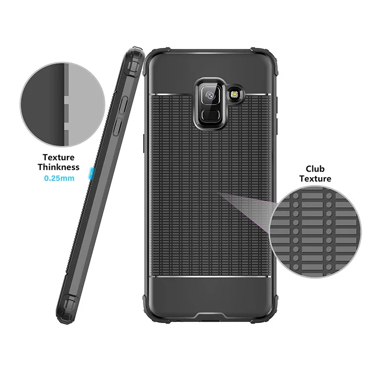 Чехол TPU с текстурой углеродного волокна для Samsung Galaxy A8 2018 SM-A530W SM-A530N, ультрапрочный ковер из силикона на телефон.