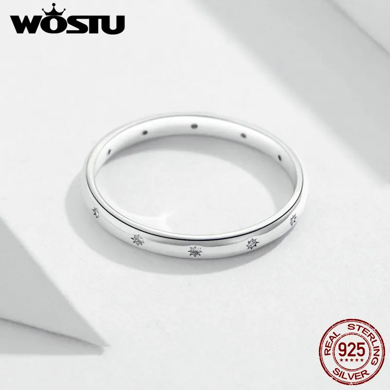 WOSTU модное обручальное кольцо из 100% стерлингового серебра 925 пробы с цирконием