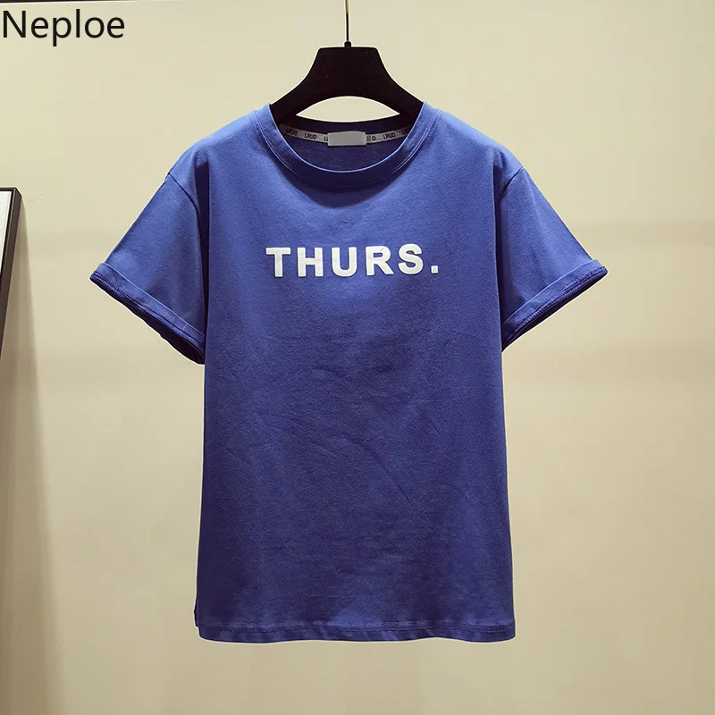 Neploe Harajuku Summer 2019 Women Tops Fashion Letter Tees Korean White Loose Cotton Short Sleeve O-neck T-shirt 42939 | Женская одежда