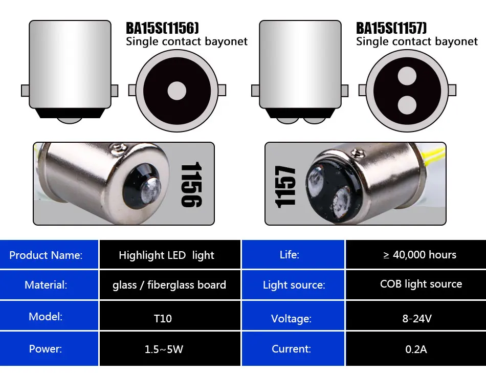 Hlxg 2 шт p21w bay15d ba15s P21/5 W 1156 1157 светодиодный автомобиля светодиодный нити Light 2 cob-лампы поворотов задняя парковка Обратный лампа 12 V DC