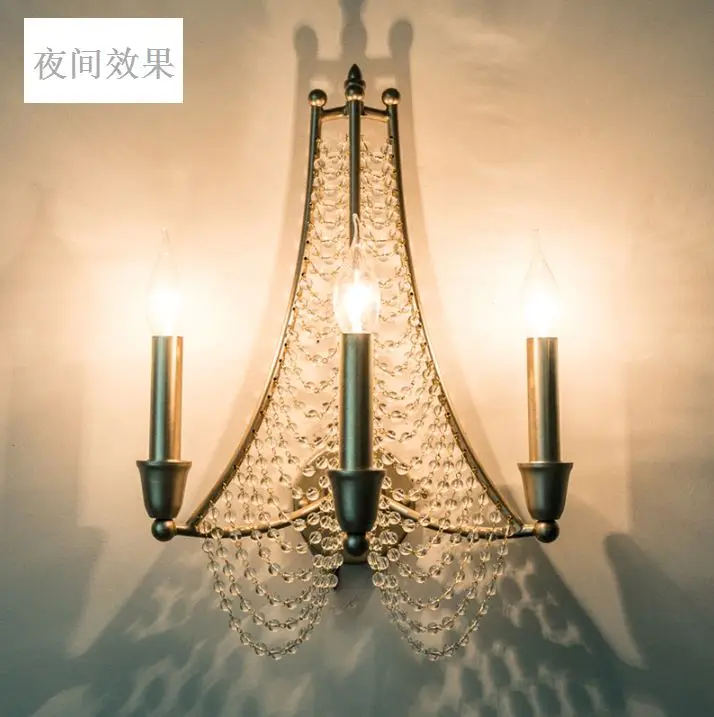 Американская страна искусственная Хрустальная настенная лампа для гостиной